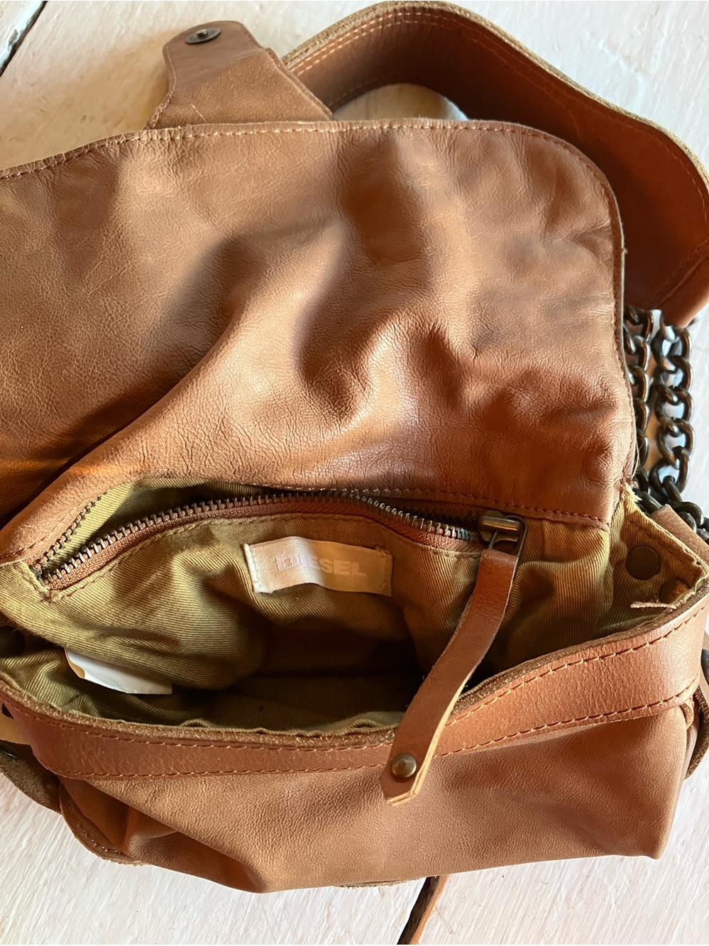 Diesel RARE Y2K Spare Parts brown studded chain shoulder bag vintage edgy - Picture 5 of 5